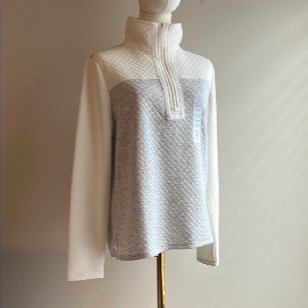 Croft & Barrow Gray and Off White Cowl Neck Top Size Small NWT